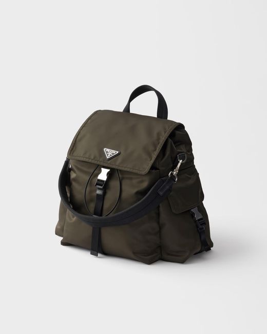 Prada Black Explore Re-Nylon And Leather Backpack for men