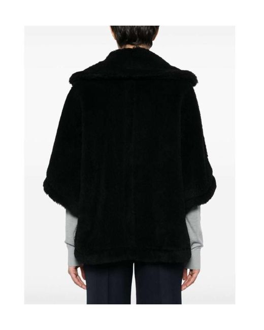 Max Mara Black Single-Breasted Teddy Coat