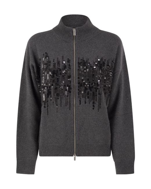 Peserico Black Long-Sleeve Casual Zip-Up Jacket