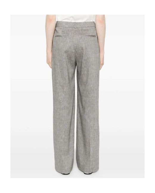Peserico Gray Straight-Leg Pleated Trousers