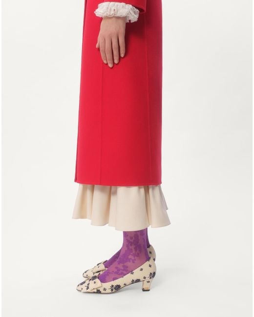 Valentino Red Double-Breasted High Neck Coat