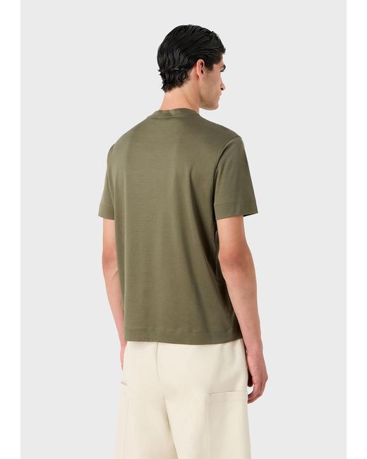 Emporio Armani Green Logo-Embroidered Crew-Neck T-Shirt for men
