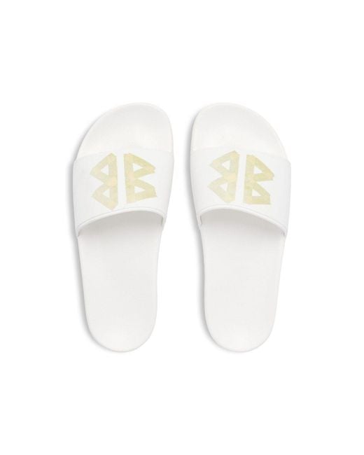 Balenciaga White Bb Logo Pool Slide Sandals for men