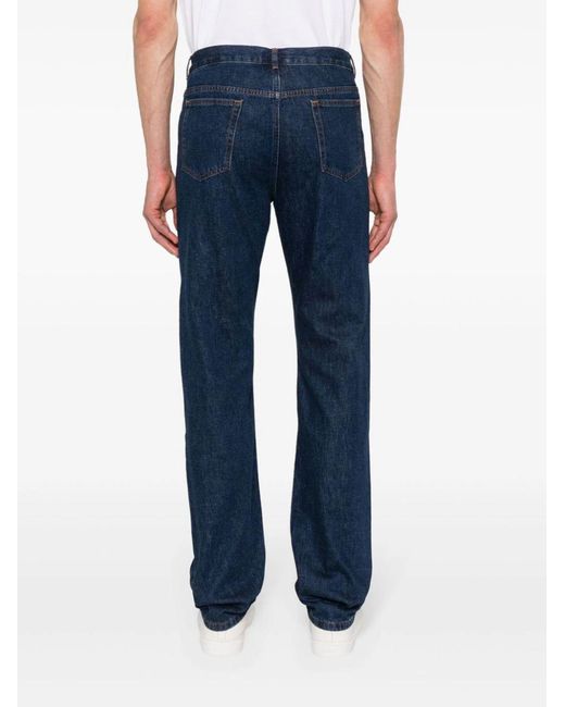 A.P.C. Blue High-Rise Straight-Leg Jeans for men