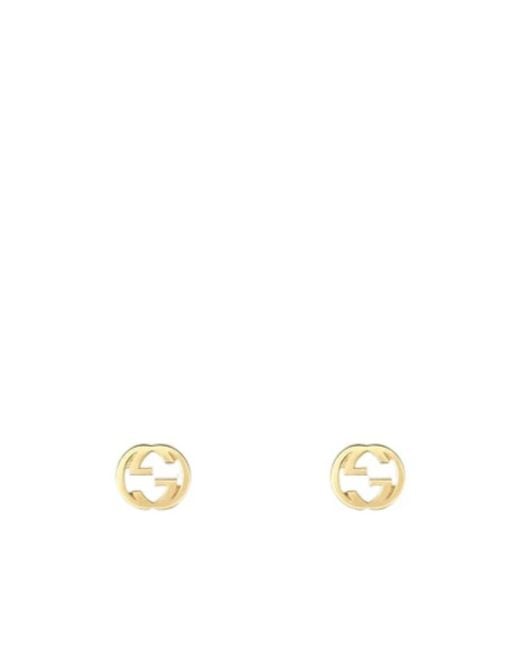 Gucci Metallic Interlocking 18K Stud Earrings