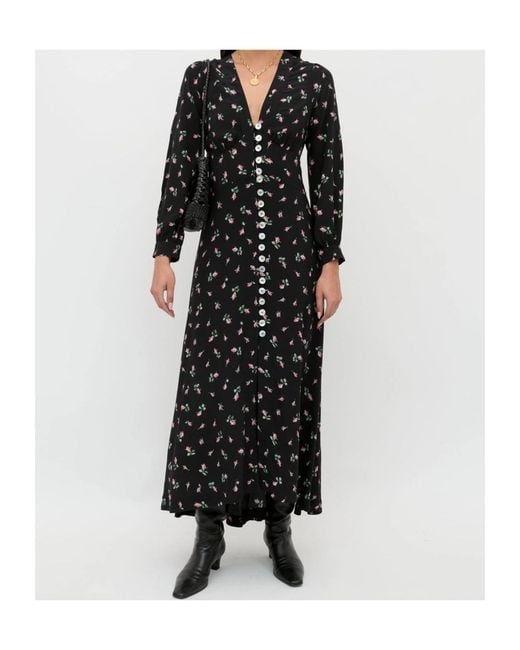 Rixo Black Floral Pattern Dress
