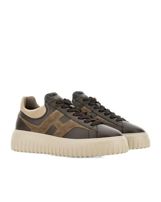 Hogan Brown H-Stripes Sneakers for men