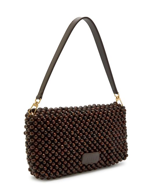 Staud Brown Timmy Beaded Shoulder Bag