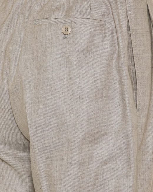 Brioni Gray Pleated Trousers for men