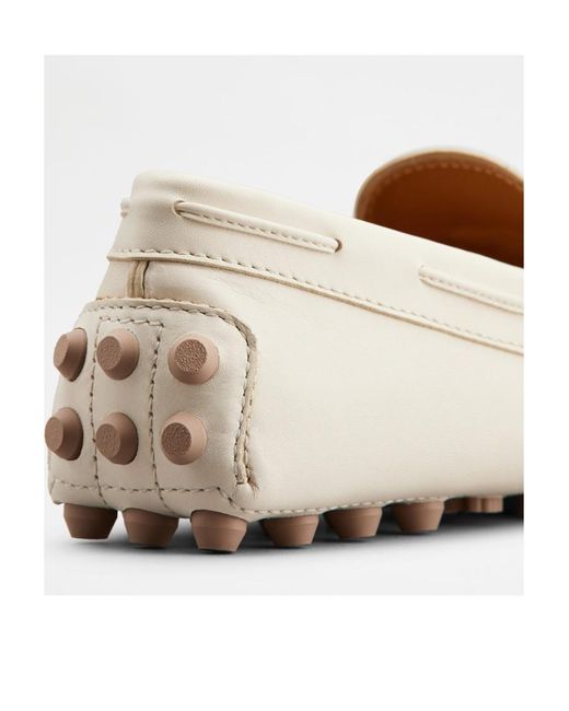Tod's Natural Gommino Macro Almond-Toe Loafers