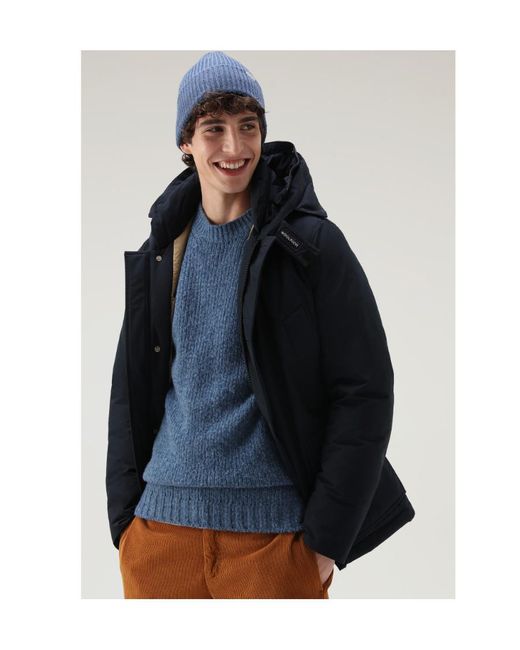 Woolrich Blue Arctic Anorak Hooded Jacket for men