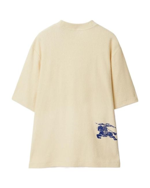 Burberry Natural Equestrian Knight Printed Crewneck T-Shirt