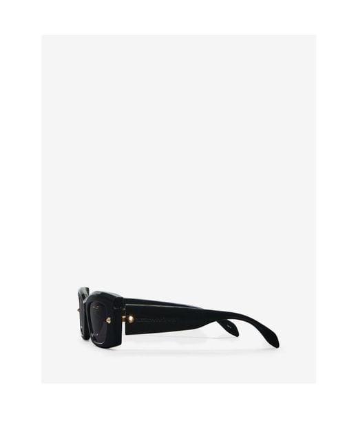 McQueen White Eyewear Rectangle Frame Sunglasses
