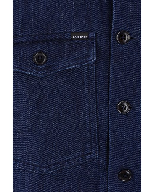 Tom Ford Blue Straight Hem Denim Shirt for men