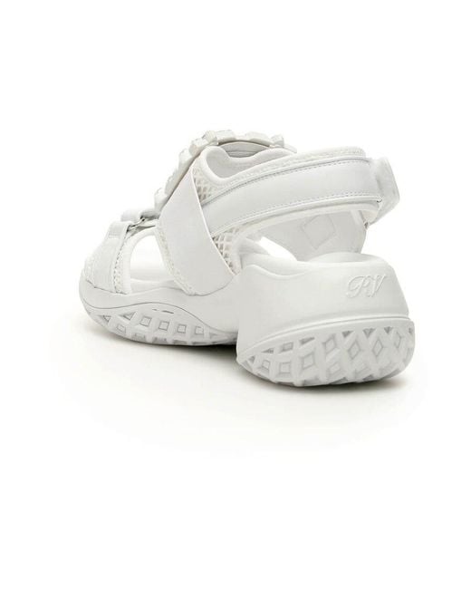 Roger Vivier White Viv'Run Strass Buckle Sandals
