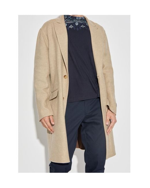 Etro Natural Single-Breasted Coat for men