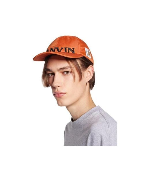 Lanvin Orange Embroidered-Logo Baseball Cap for men