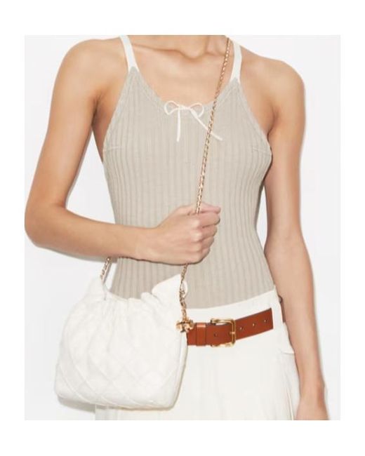 Tory Burch White Mini Fleming Drawstring Hobo Bag