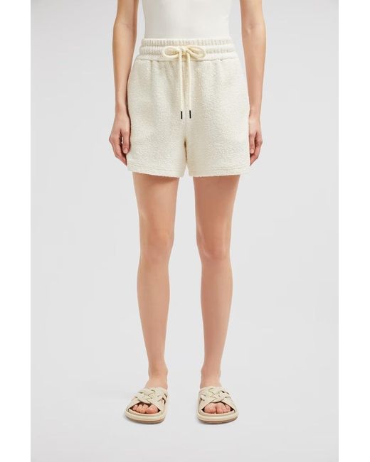 Moncler White Logo Patch Drawstring Shorts