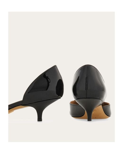 Ferragamo Black Mini Bow Mid Heel Pump