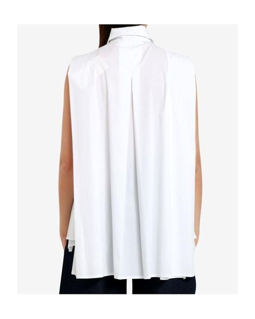 Semicouture White Button-Down Sleeveless Shirt