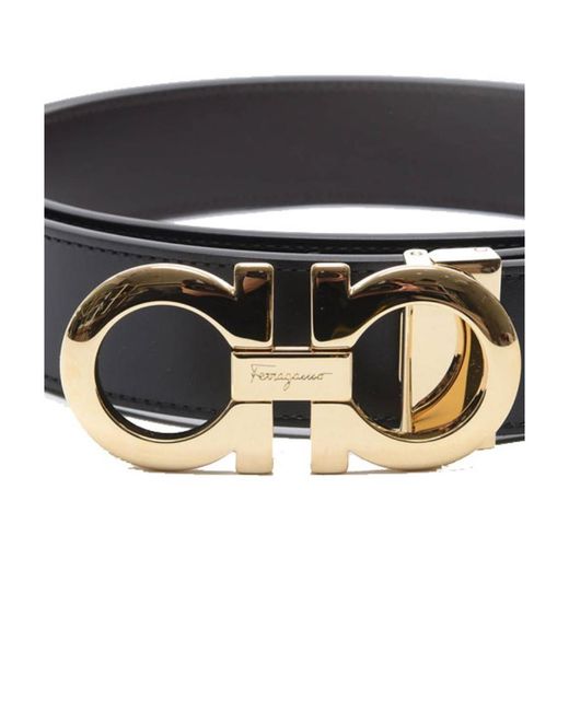 Ferragamo Black Double-Sided Adjustable Gancini Belt for men