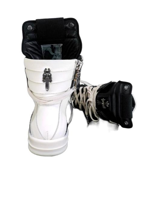 Chrome Hearts Black Lace-Up High-Top Casual Shoes for men