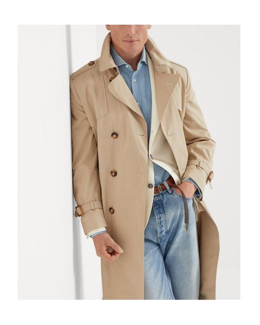 Brunello Cucinelli Blue Lapel Long-Sleeved Coat for men