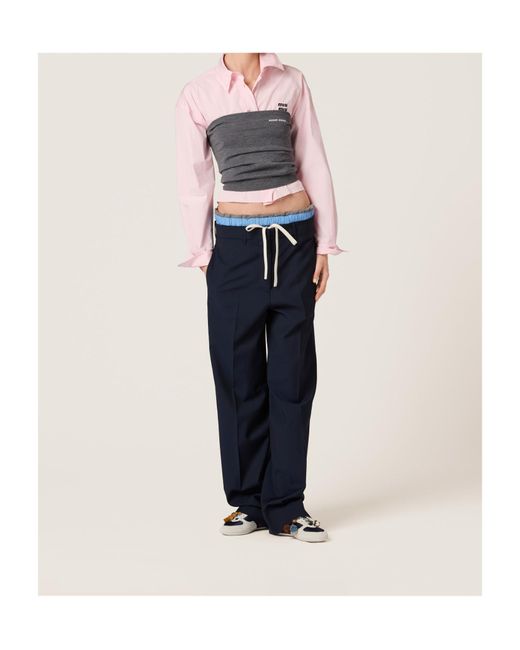 Miu Miu Blue Straight-Leg Tailored Trousers