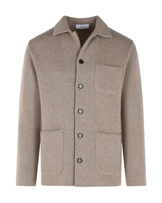 Lardini Brown Patch Pocket Knitted Jacket for men