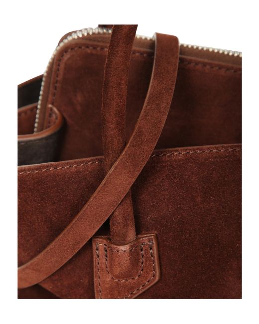 The Attico Brown Mini La Passeggiata Suede Handbag