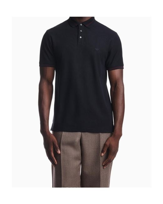 Emporio Armani Blue Short-Sleeved Polo Shirt for men