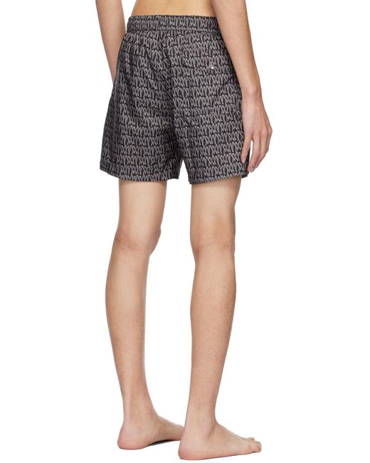 Moncler Gray Monogram Printed Swimming Shorts for men