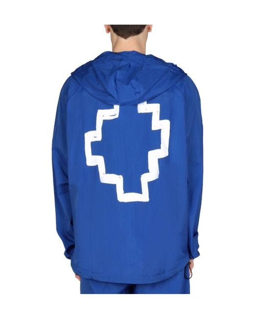 Marcelo Burlon Blue County Of Milan Back Logo Print Hooded Jacket for men