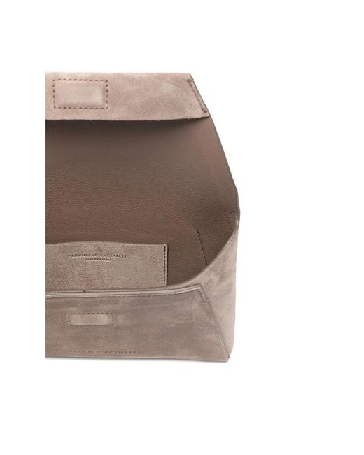 Brunello Cucinelli Gray Chain Strap Shoulder Bag