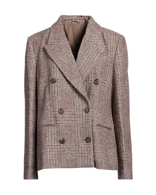Brunello Cucinelli Brown Double-Breasted Blazer