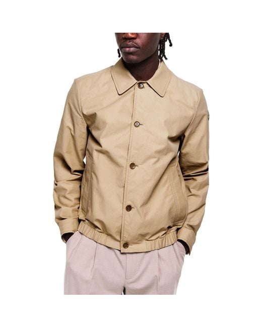 Moncler Natural Buttoned Coach Jacket With Collar for men