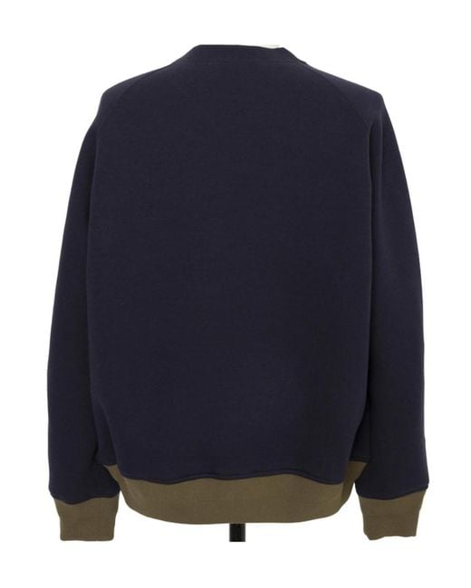Sacai Blue Panelled Zip-Fastening Sweater for men