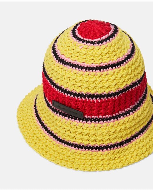 Stella McCartney Yellow Colour-Block Crochet Hat