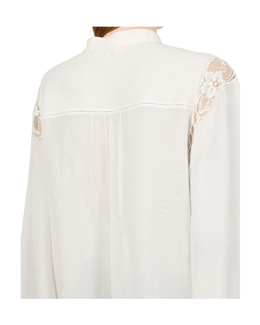 Chloé White High-Necked Long-Sleeved Shirt