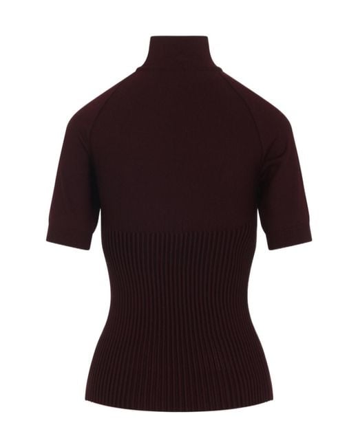 Alaïa Red Alaïa Ribbed High Neck Top
