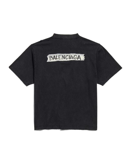 Balenciaga Black Cotton Masking Tape T-Shirt