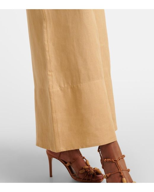 Farm Rio Natural Floral-Appliqué Linen Jumpsuit