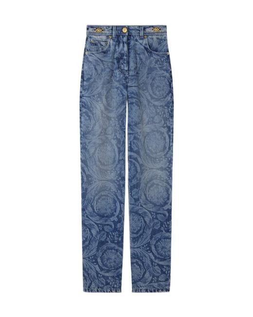 Versace Blue Barocco Pattern Jeans