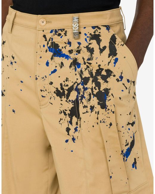 Moschino Natural Painterly-Print Cotton Shorts for men