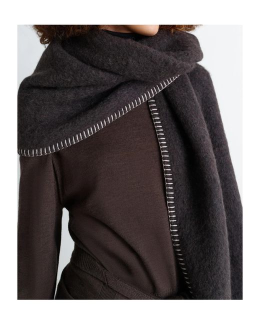Lemaire Black Stitched-Edge Wool Scarf