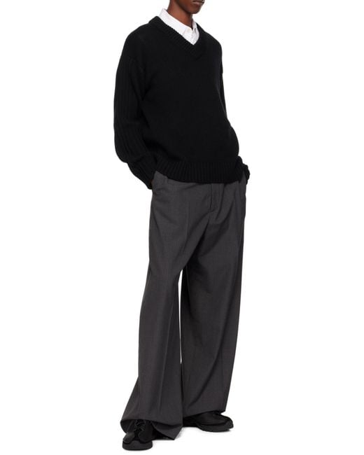 Lisa Yang Black V-Neck Ribbed Knitwear for men