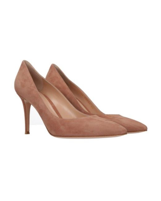 Gianvito Rossi Brown Pointed-Toe Heeled Pumps