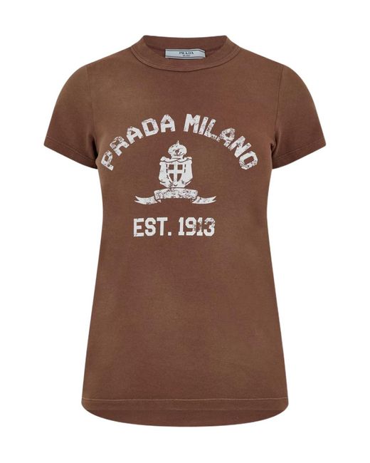 Prada Brown Printed T-Shirt