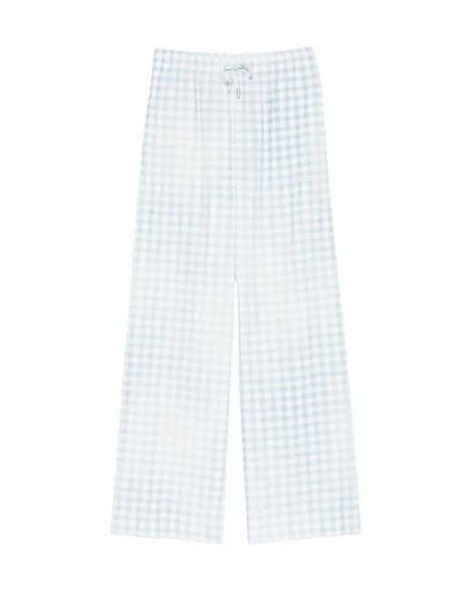 Ermanno Scervino White Gingham-Pattern Drawstring Trousers
